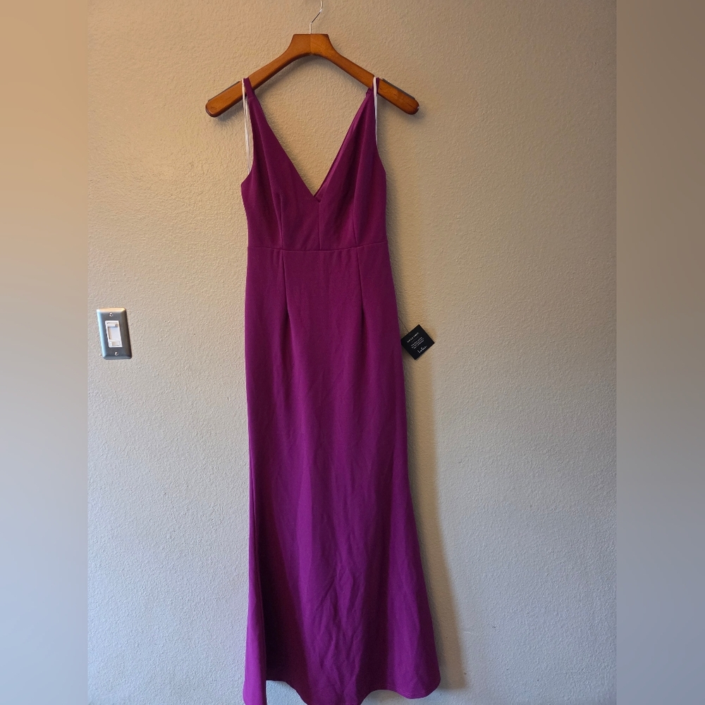 Elegant Purple Women's Dress Nwt Prom Homecoming Guest Vibrant Mermaid V Neck